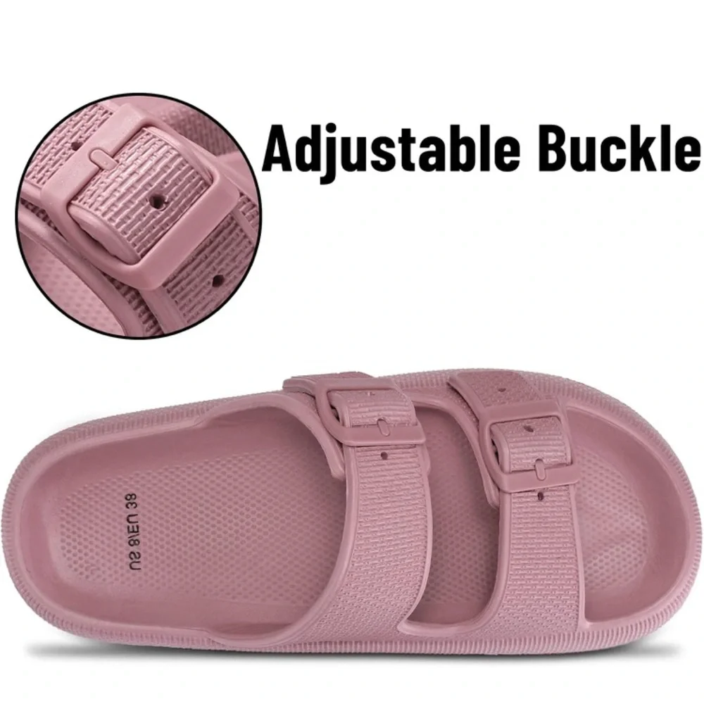 Cloud Slides for Women EVA Sandals Thick Sole Adjustable Buckles Slipper New - Picture 4 of 7